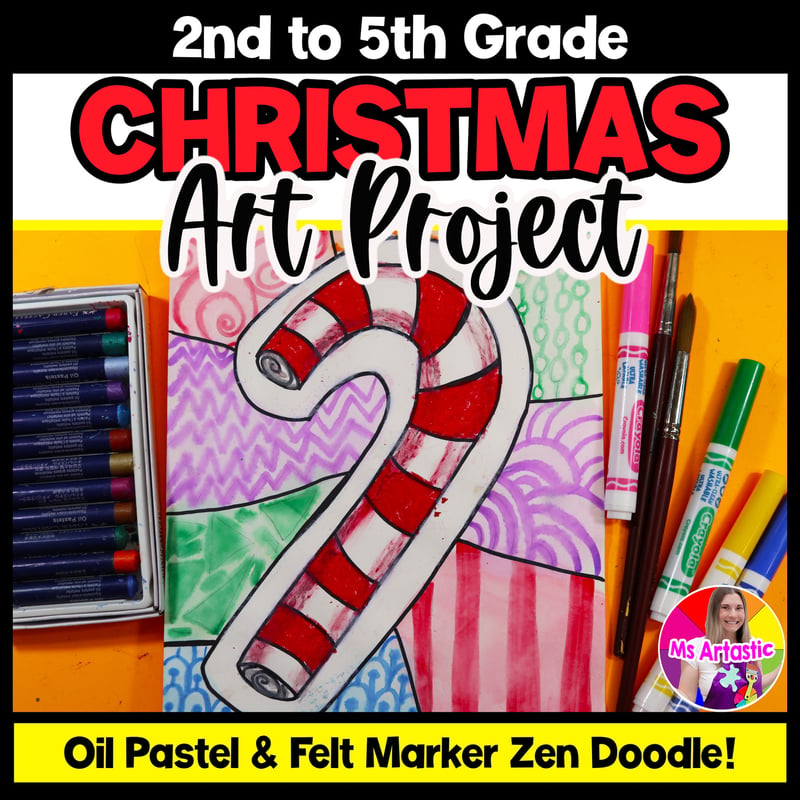 Christmas Art Lesson Candy Cane Artwork Line Art Project Christmas Art Activity