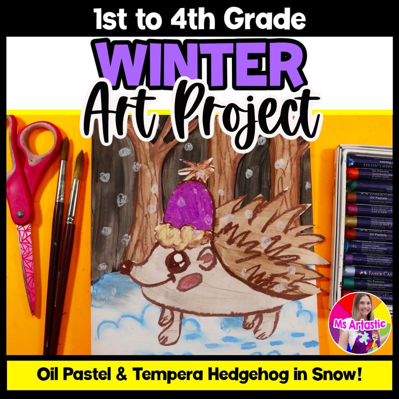Winter Art Lesson Hedgehog Winter Art Project Art Activities Art Sub Plans