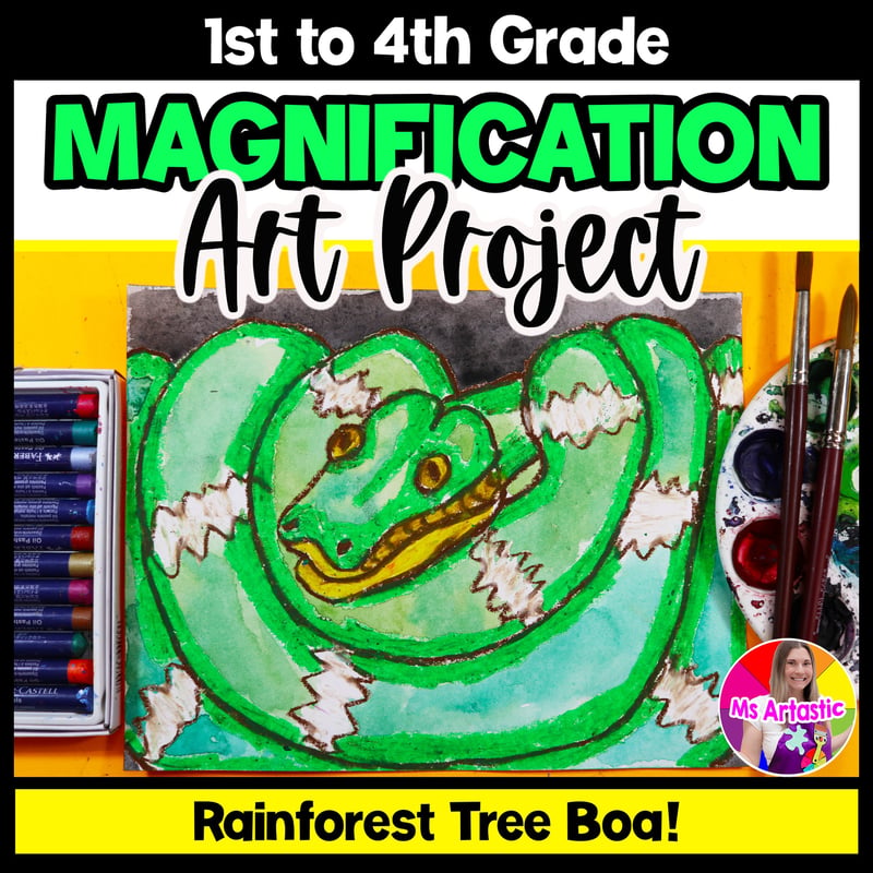 Rainforest Tree Boa Snake Art Lesson Magnification Drawing Tropical Snake Art
