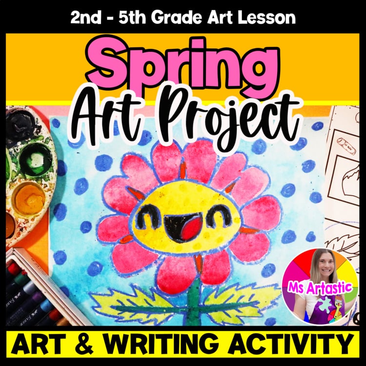 Spring Flower Art and Write Spring Directed Drawing and Writing Activity Artwork