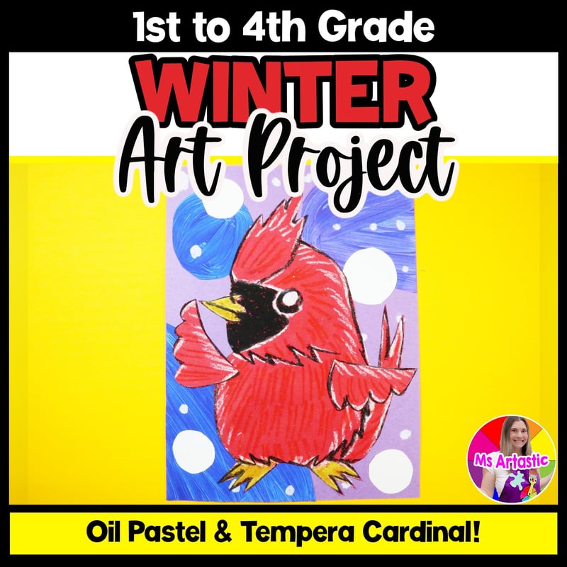 Winter Art Lesson Plan Cardinal Art Project for Elementary Winter Artwork