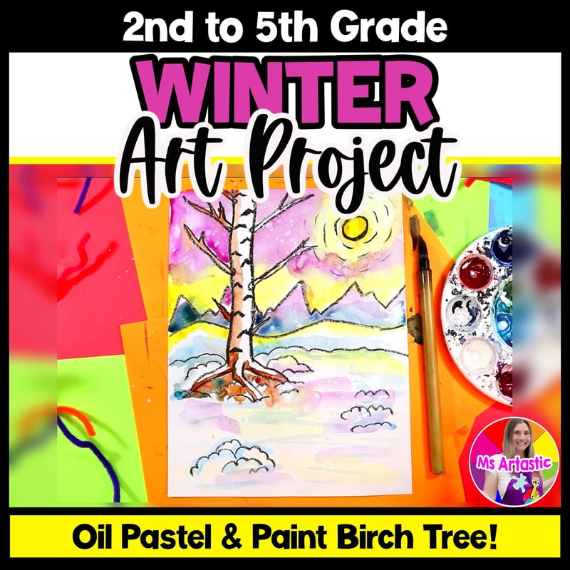 Winter Art Lesson Winter Birch Tree Art Project Winter Art Activity Reading