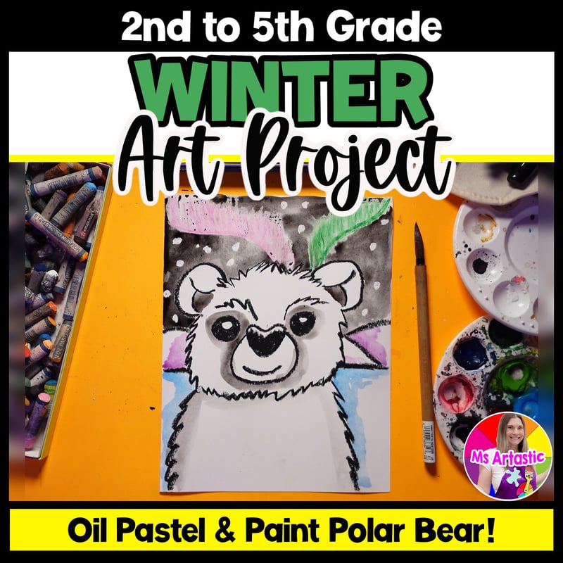 Winter Polar Bear Northern Lights Art Lesson Polar Bear Art Project Aurora