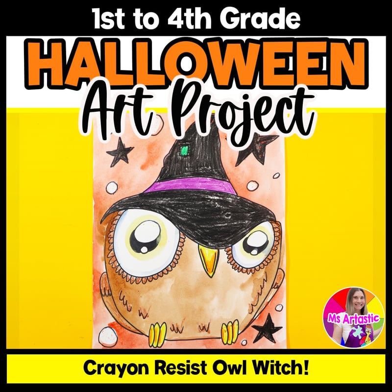 Art Project Halloween Art Lesson Owl Witch Artwork October Autumn Art Activity