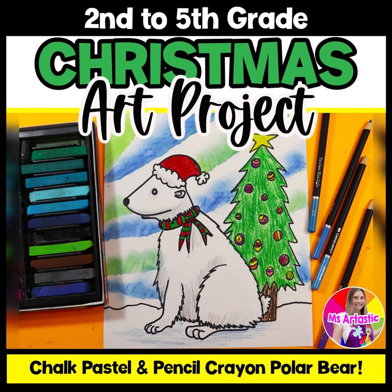 Christmas Art Lesson Polar Bear Christmas Art Project December Art Activity