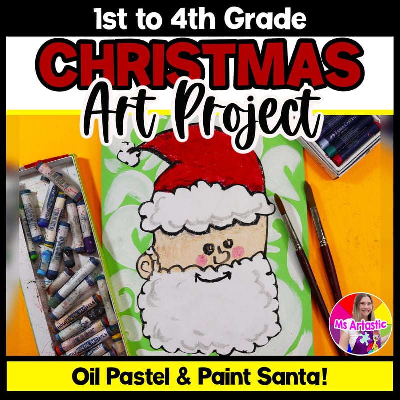 Christmas Art Project Holiday Art Lesson Santa Arts and Crafts December Art