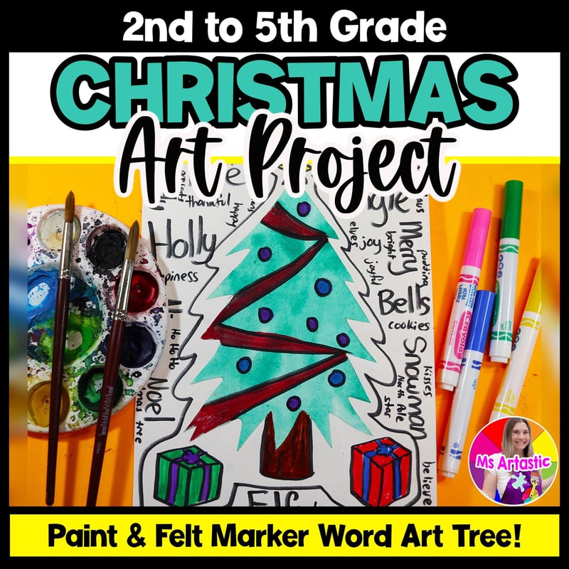 Christmas Art Project Christmas Tree Art Activity Word Art Christmas Art Lesson