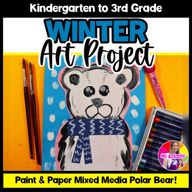 Winter Art Lesson Polar Bear Art Project Art Activity Kindergarten Art Lesson