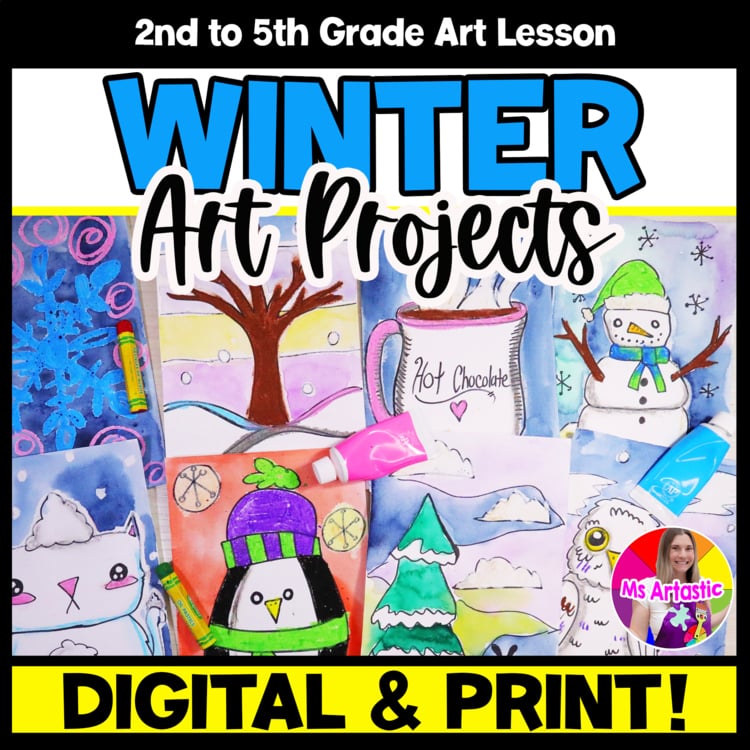 Winter Digital and Print Art Lessons Winter Art Projects Winter Art Sub Plans