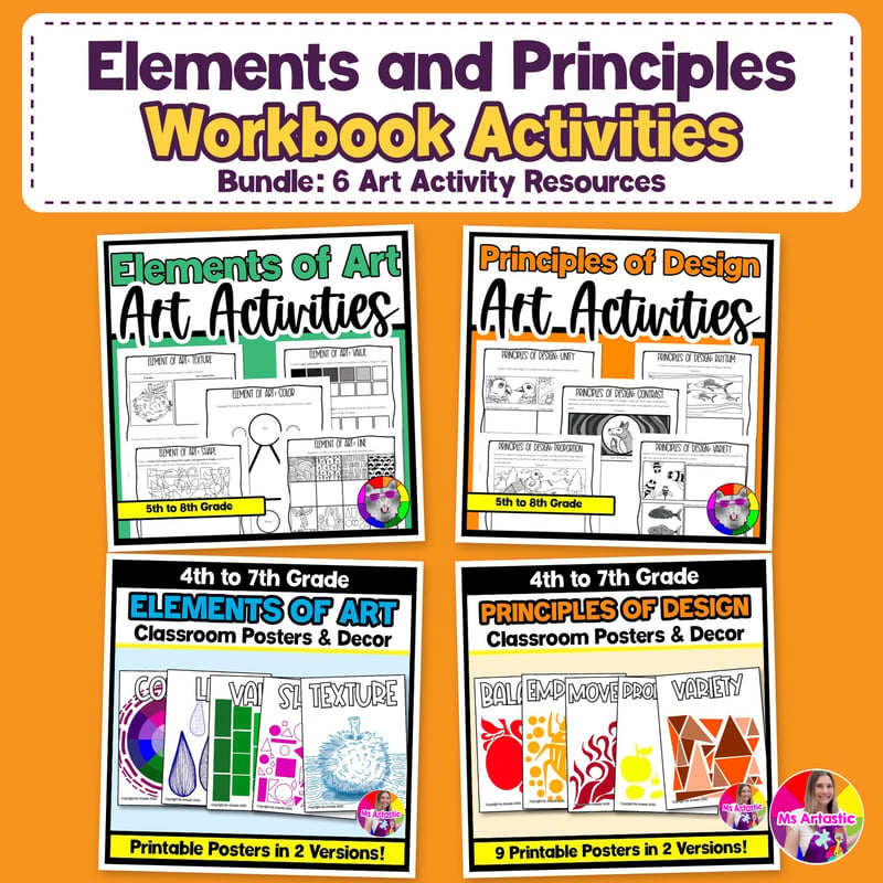 Elements of Art Projects Principles of Design Art Lessons Workbook Activities