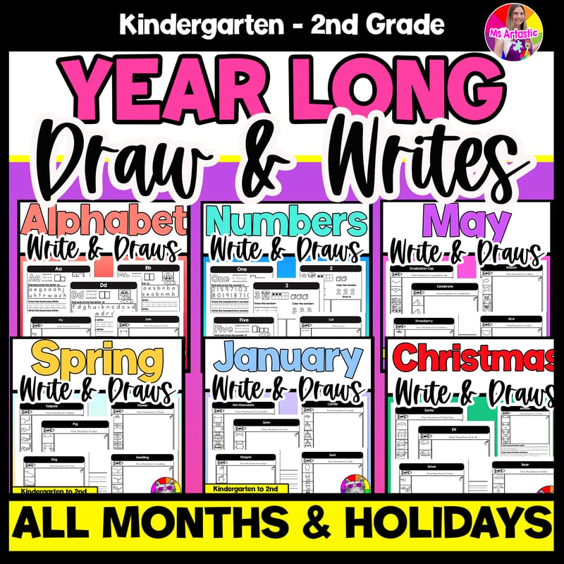 Draw and Write Bundle K to 2 Year Long Writing and Directed Drawing Activities