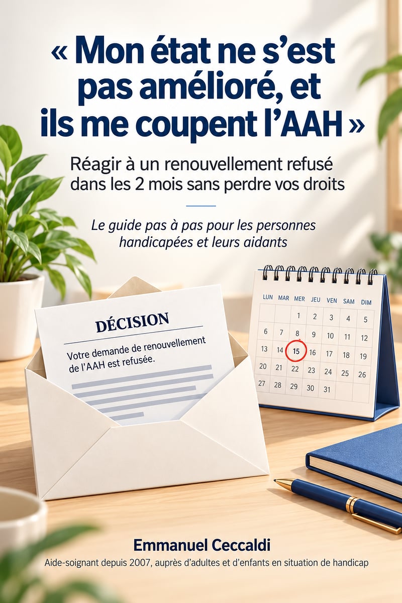 Couverture du guide « Mon état ne s'est pas amélioré, et ils me coupent l'AAH »
