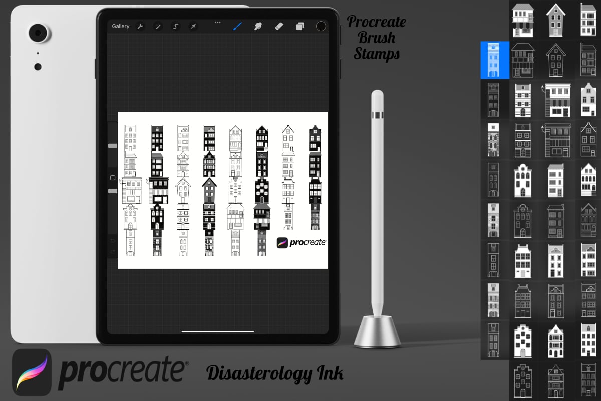Building Architecture Set 2 Procreate Brush Stamps, 38 Buildings - Payhip