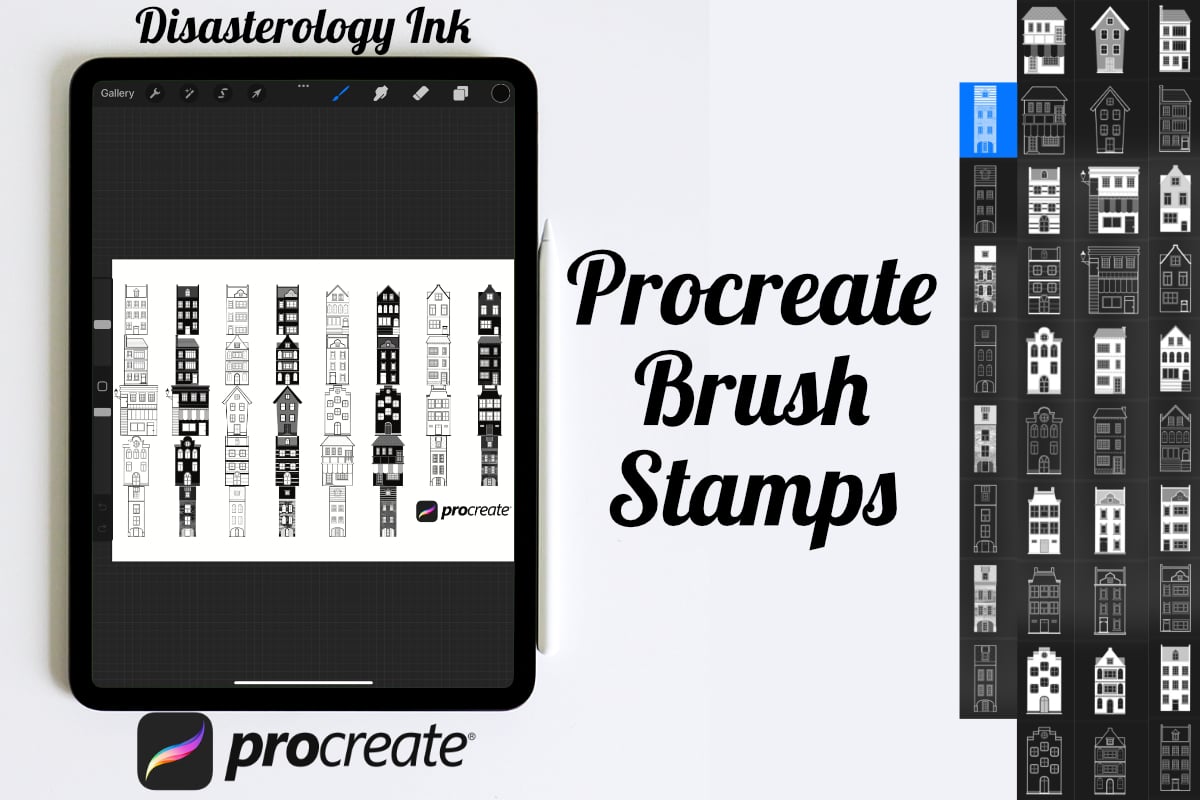 Building Architecture Set 2 Procreate Brush Stamps, 38 Buildings - Payhip