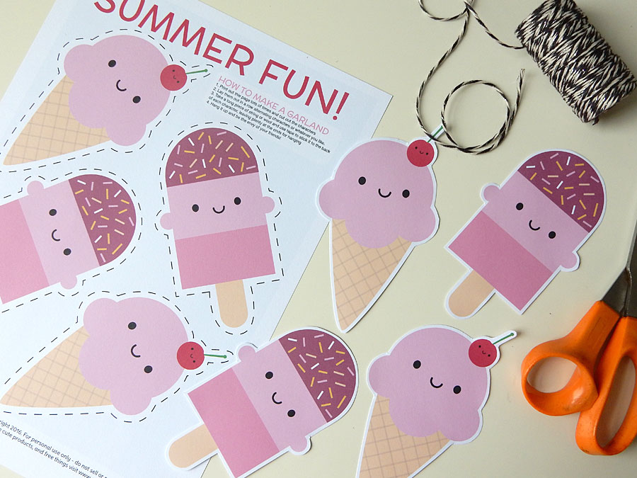 Summer Ice Cream Treats Garland Kawaii Printable - Payhip