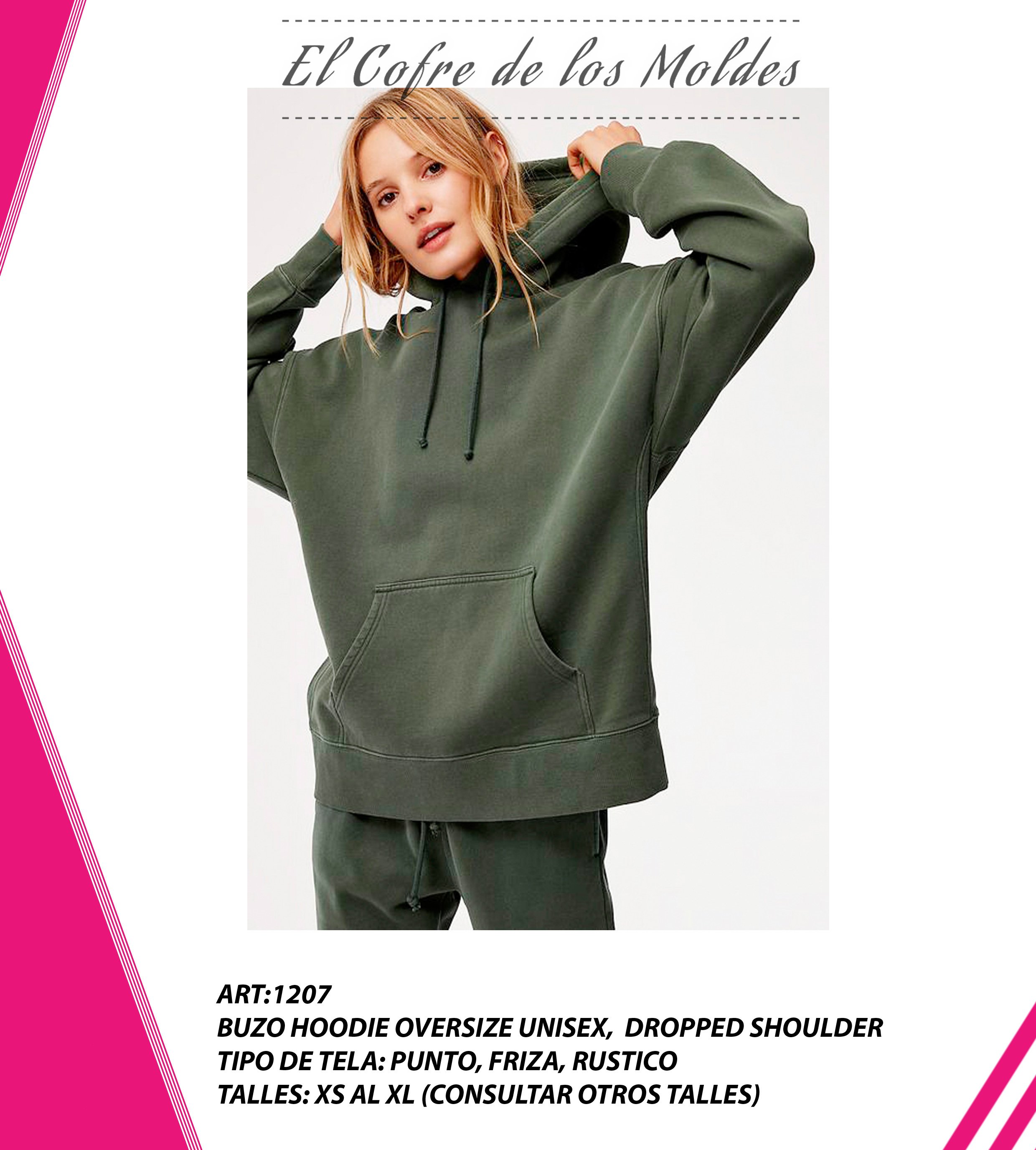 Molde Digital PDF Buzo Hoodie Oversize Unisex, Pack Talles Xs A Xl - Payhip