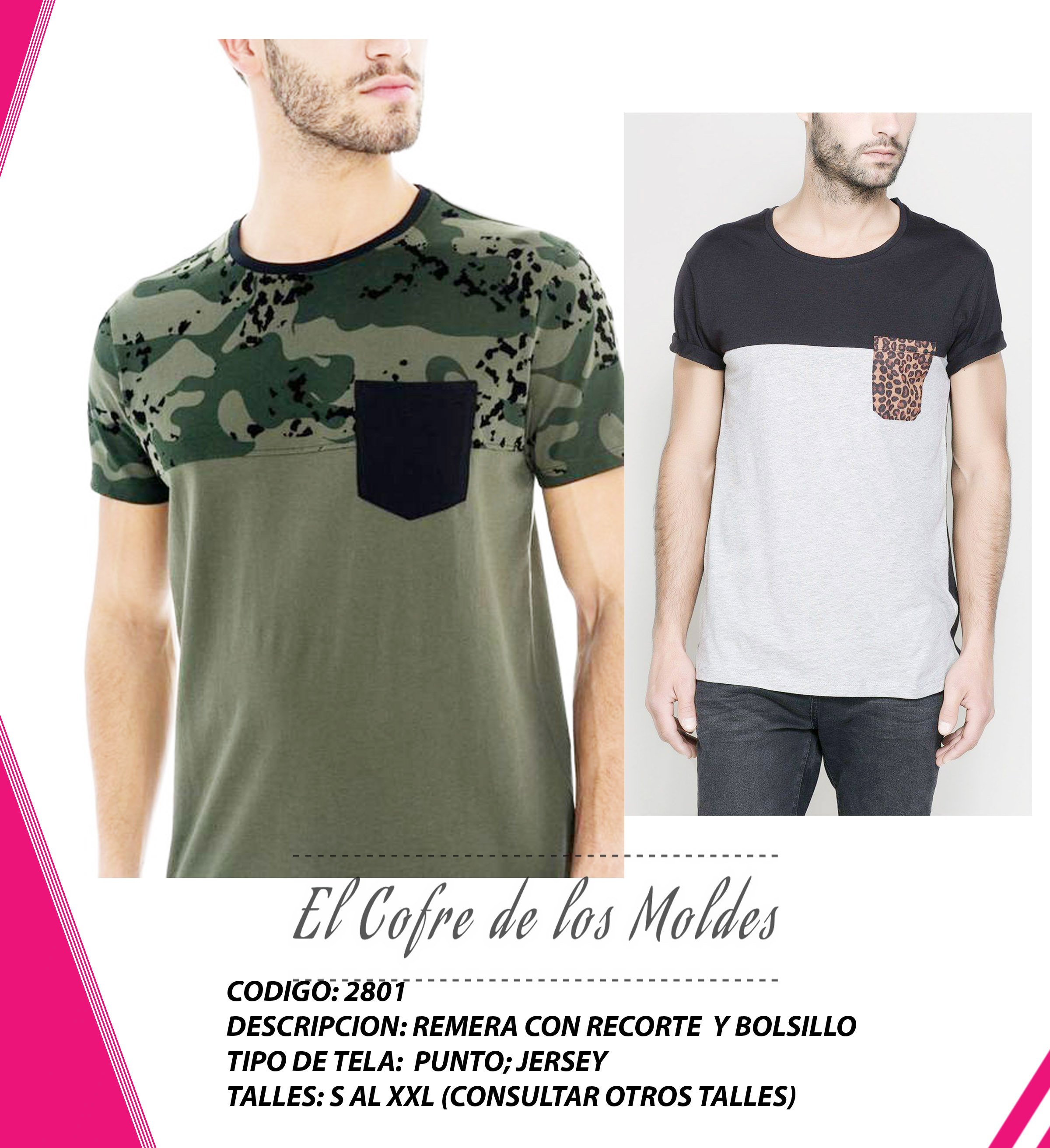 Molde Digital PDF Remera C/recorte bolsillo Pack Talles S Al Xxl - Payhip