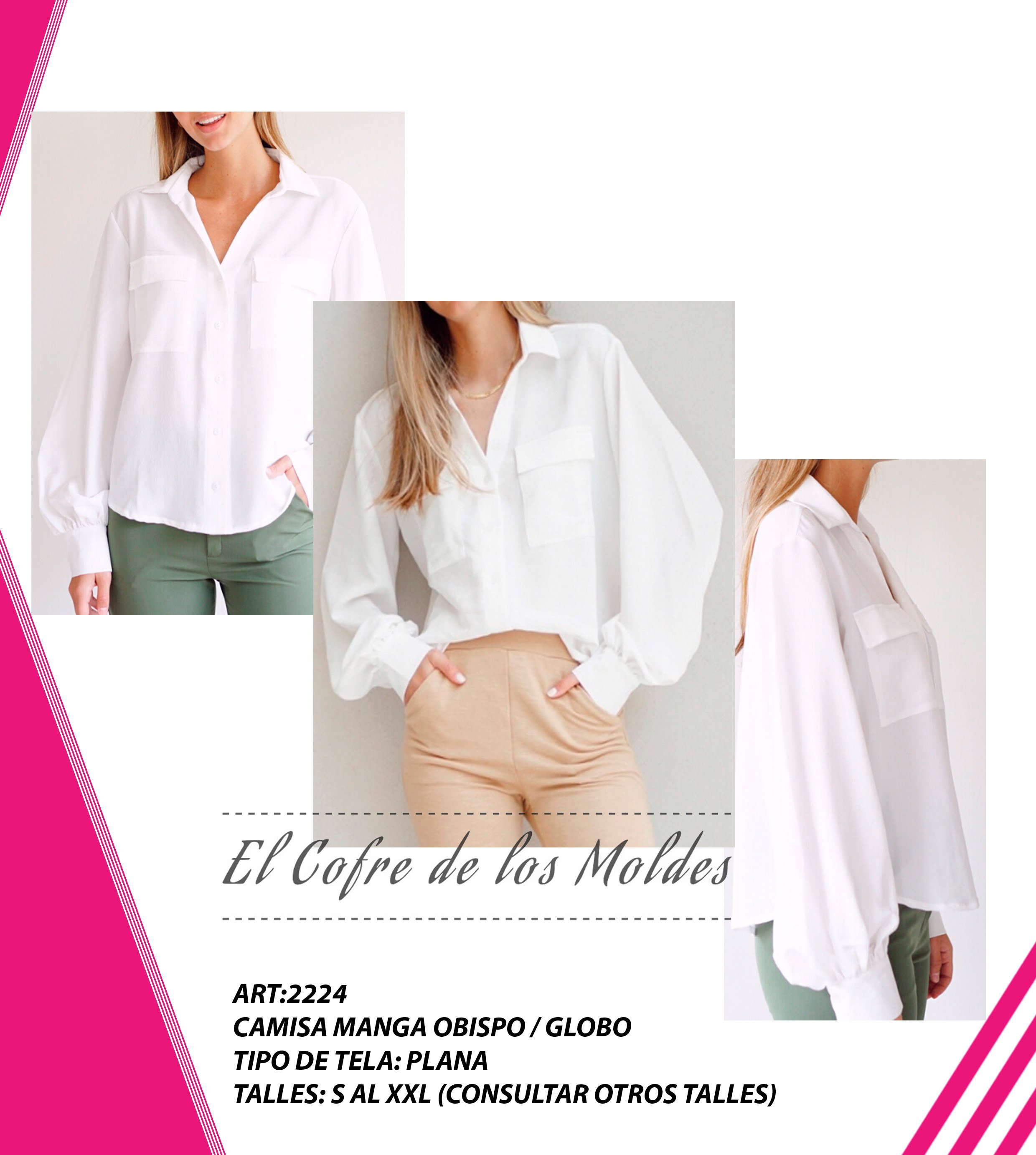 Molde Digital PDF Camisa Manga Obispo/globo, Pack Talles S A Xxl - Payhip