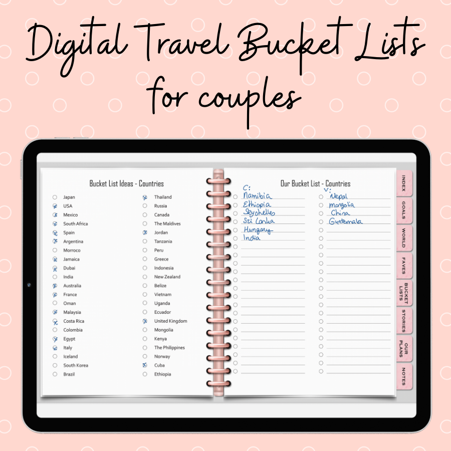 Digital Travel Bucket List for couples - Payhip