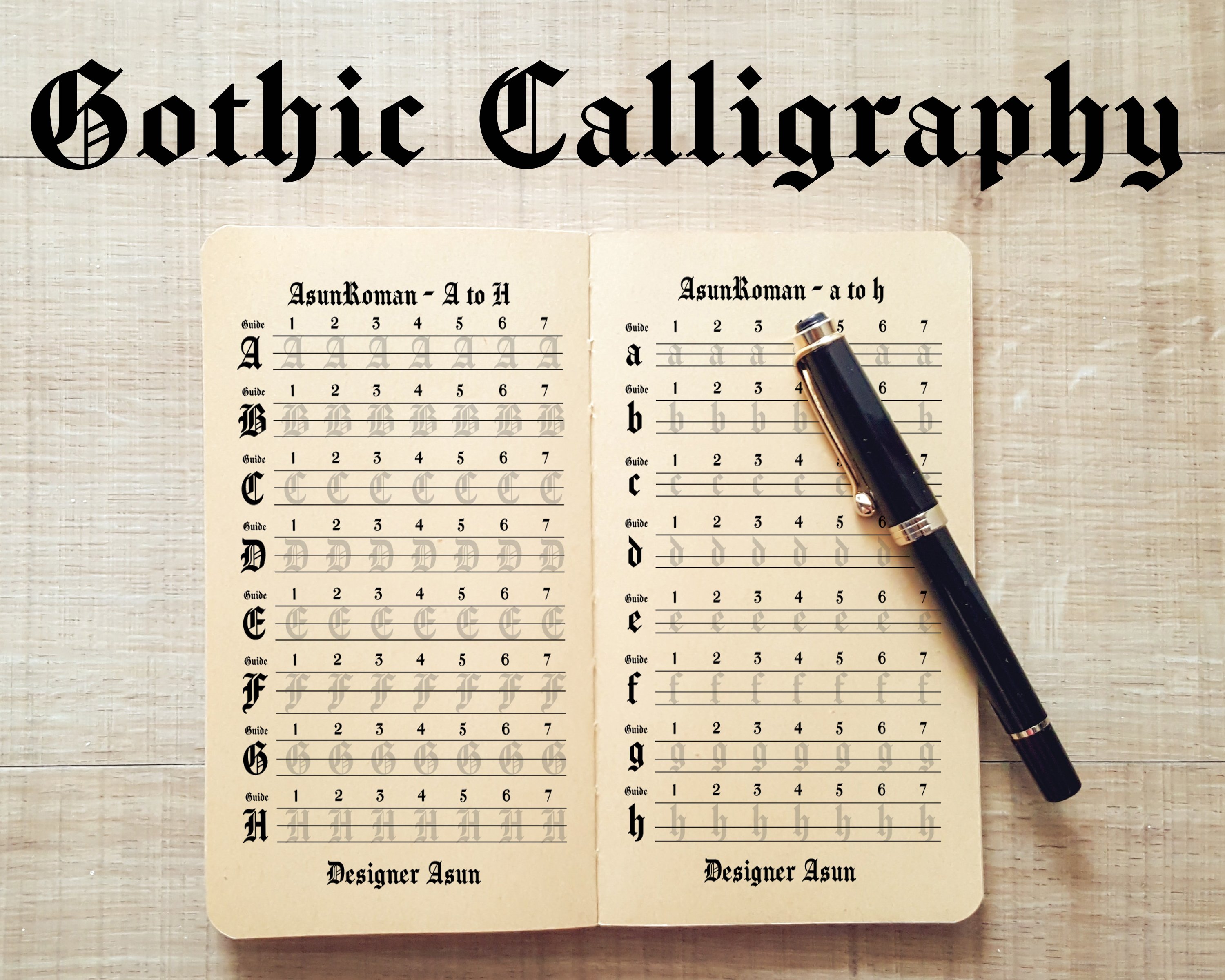 Gothic Calligraphy Template Worksheet For Beginner