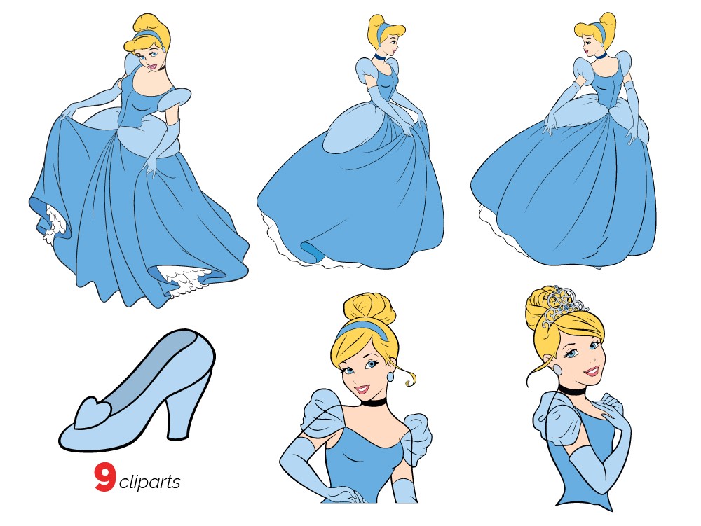 9 Cinderella SVG Cut Files | Cinderella Vector Clipart bundle - SVG PNG  Files - Payhip