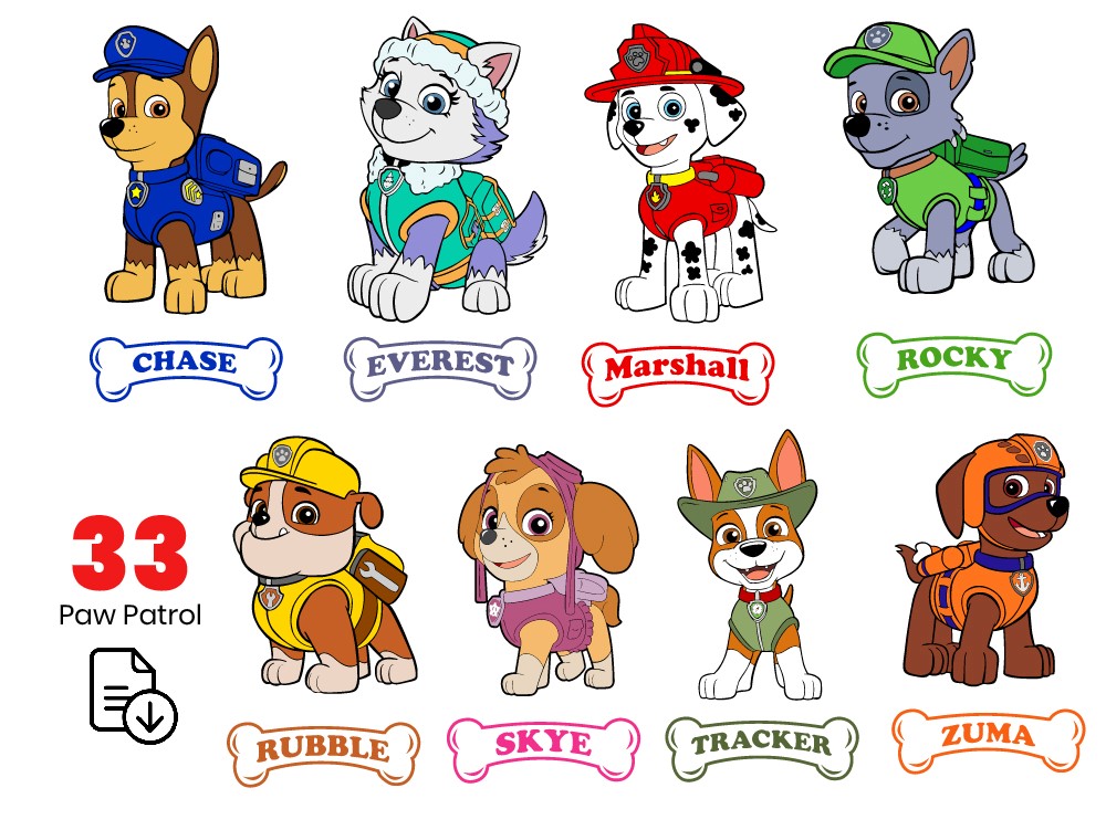 33 Paw Patrol SVG Cut Files | Paw Patrol ClipArt's | Skye, Chase, Marshall,  Rubble, Badges Paw Patrol Head SVG PNG