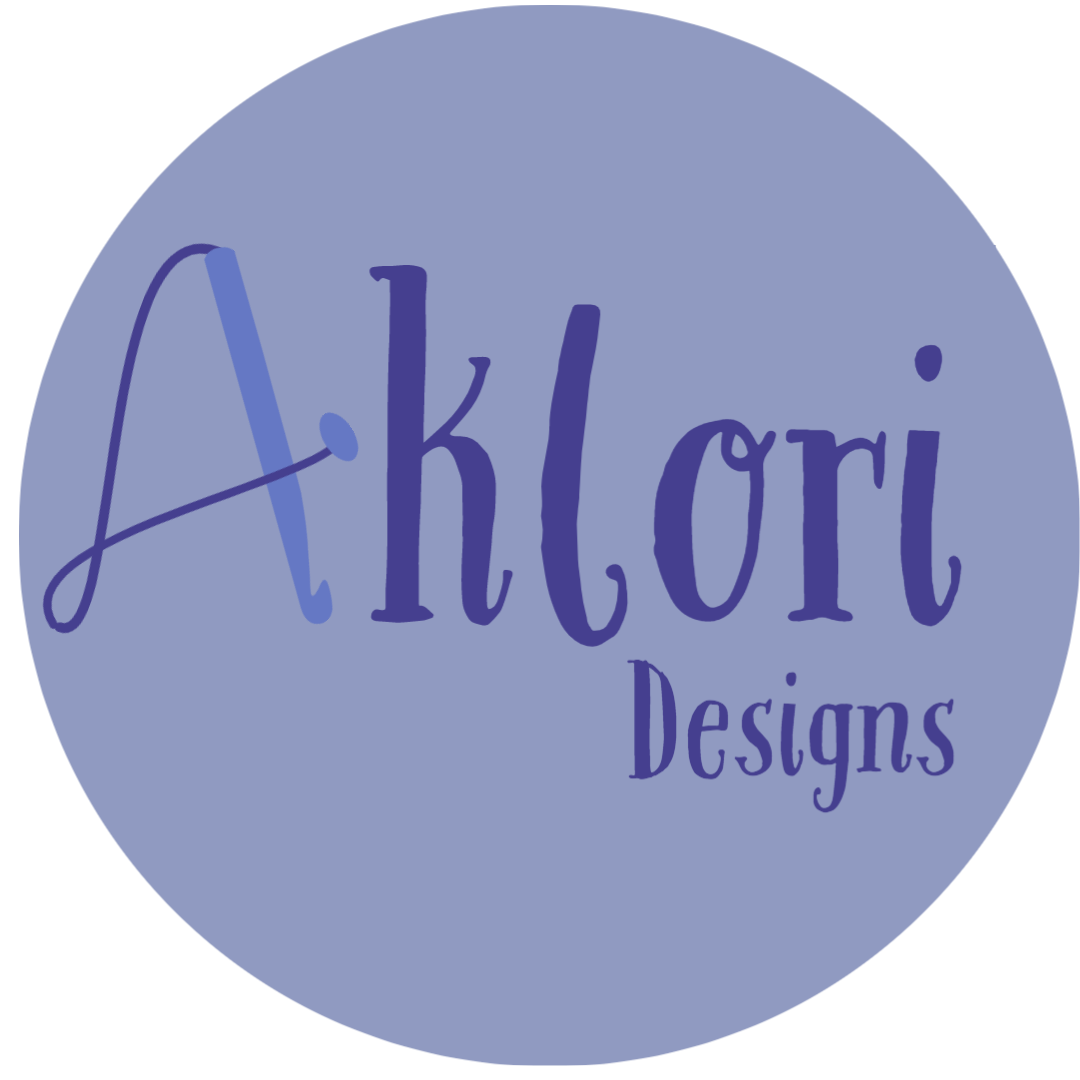 Aklori Designs logo in purple circle