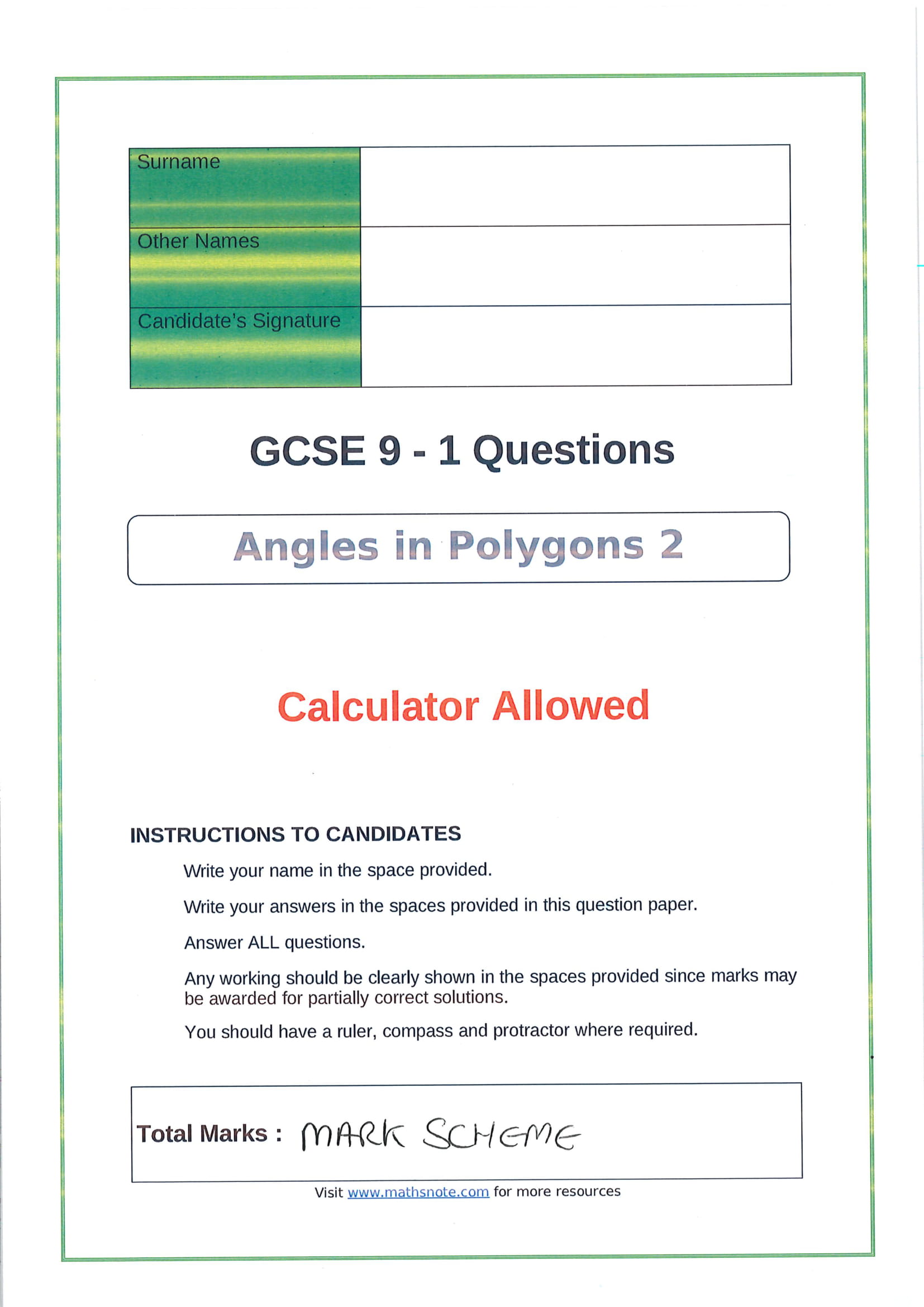 Angles in Polygons 2 Solutions - Payhip
