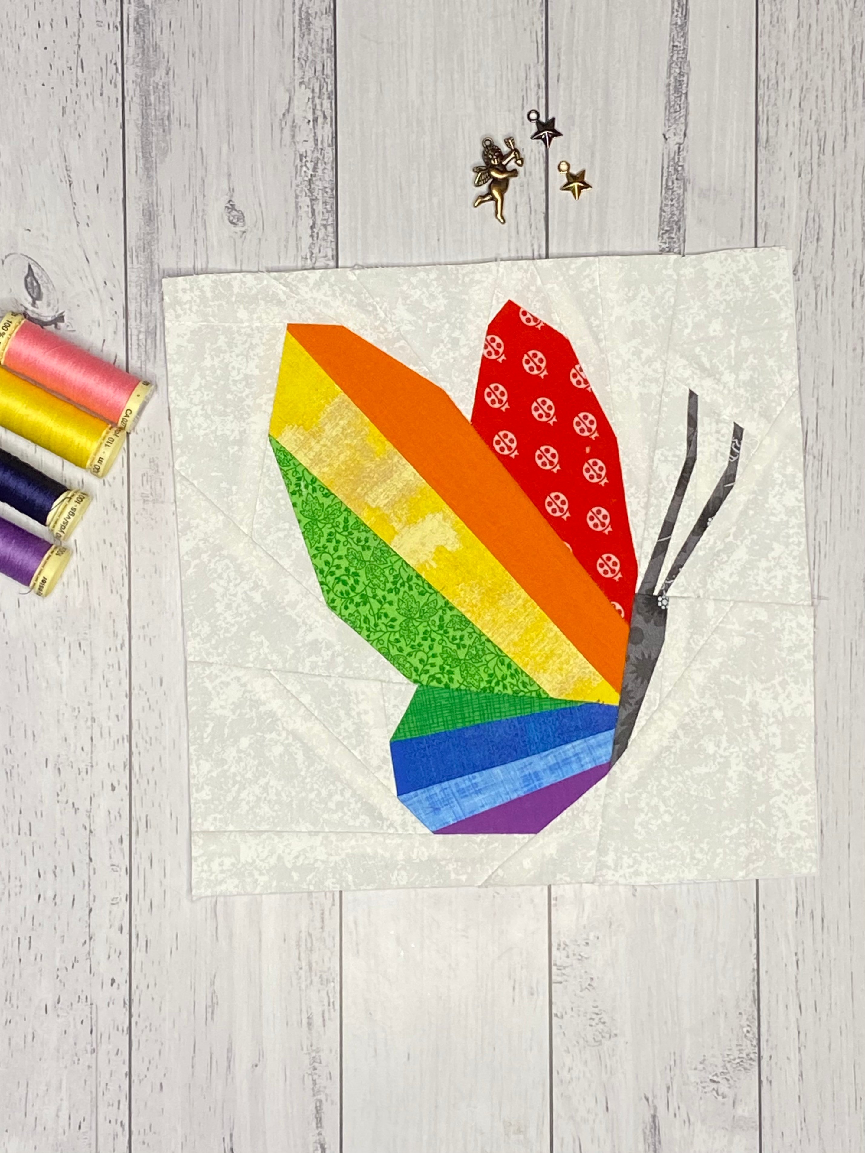 Butterfly Quilt Block Pattern - Rainbow Butterfly!