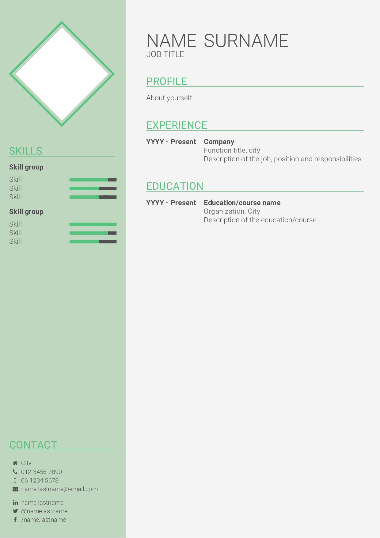 Green adjustable CV - Payhip
