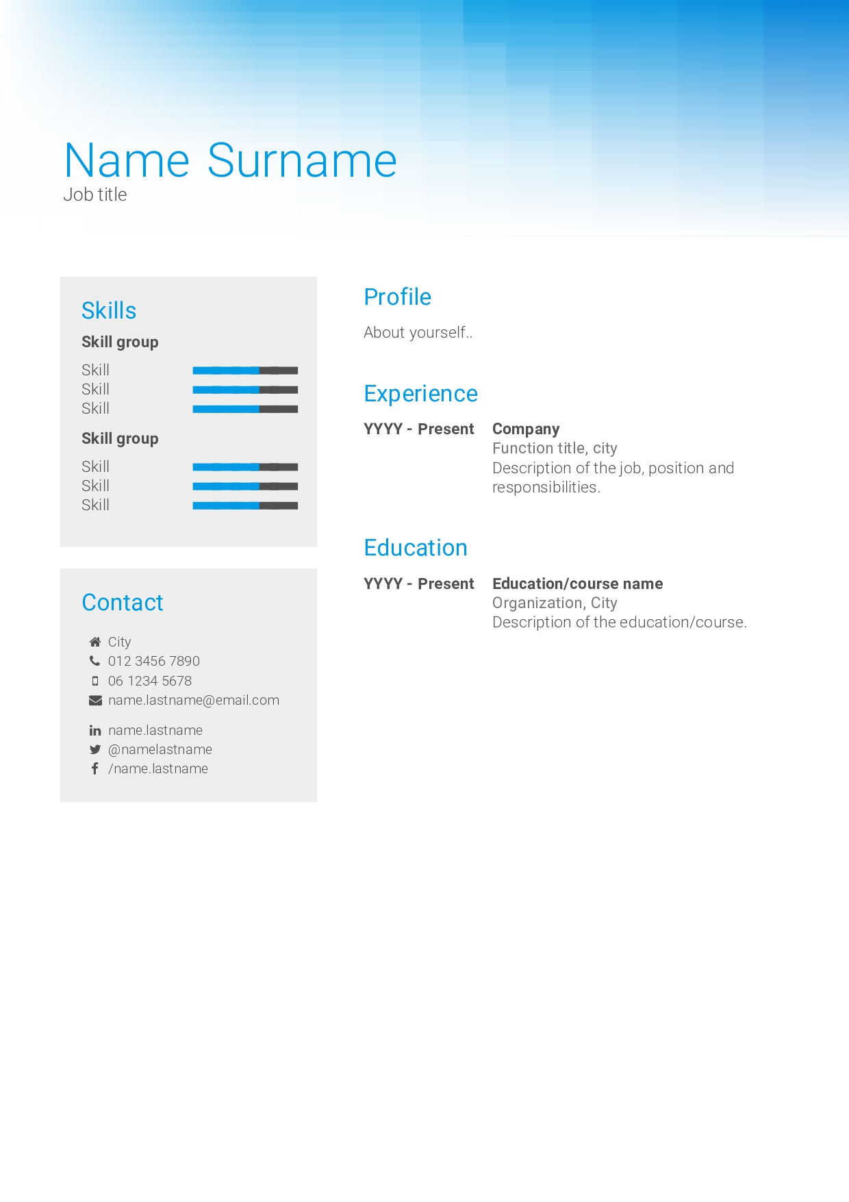 Blue adjustable Cv - Payhip