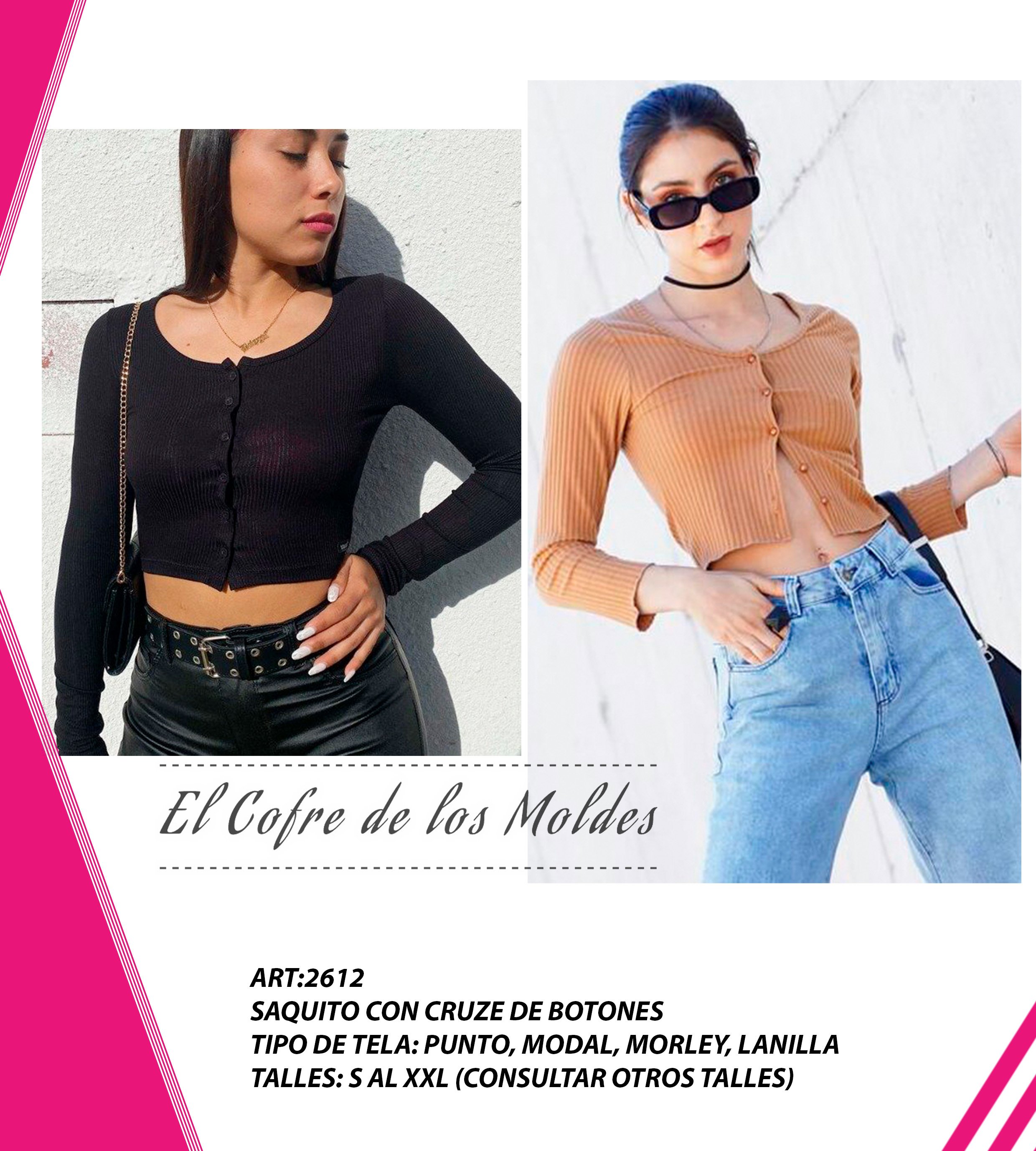 Molde Digital PDF Saquito Con Botones, Pack Talles S al XXL - Payhip