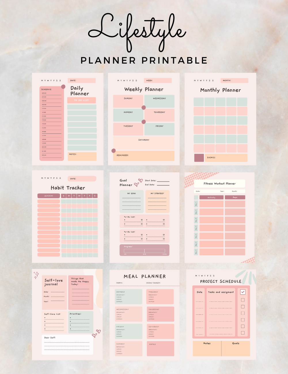 The ultimate life planner printable bundle, daily planner, weekly planner,  goal planner, meal planner, habit trackers, fitness planner