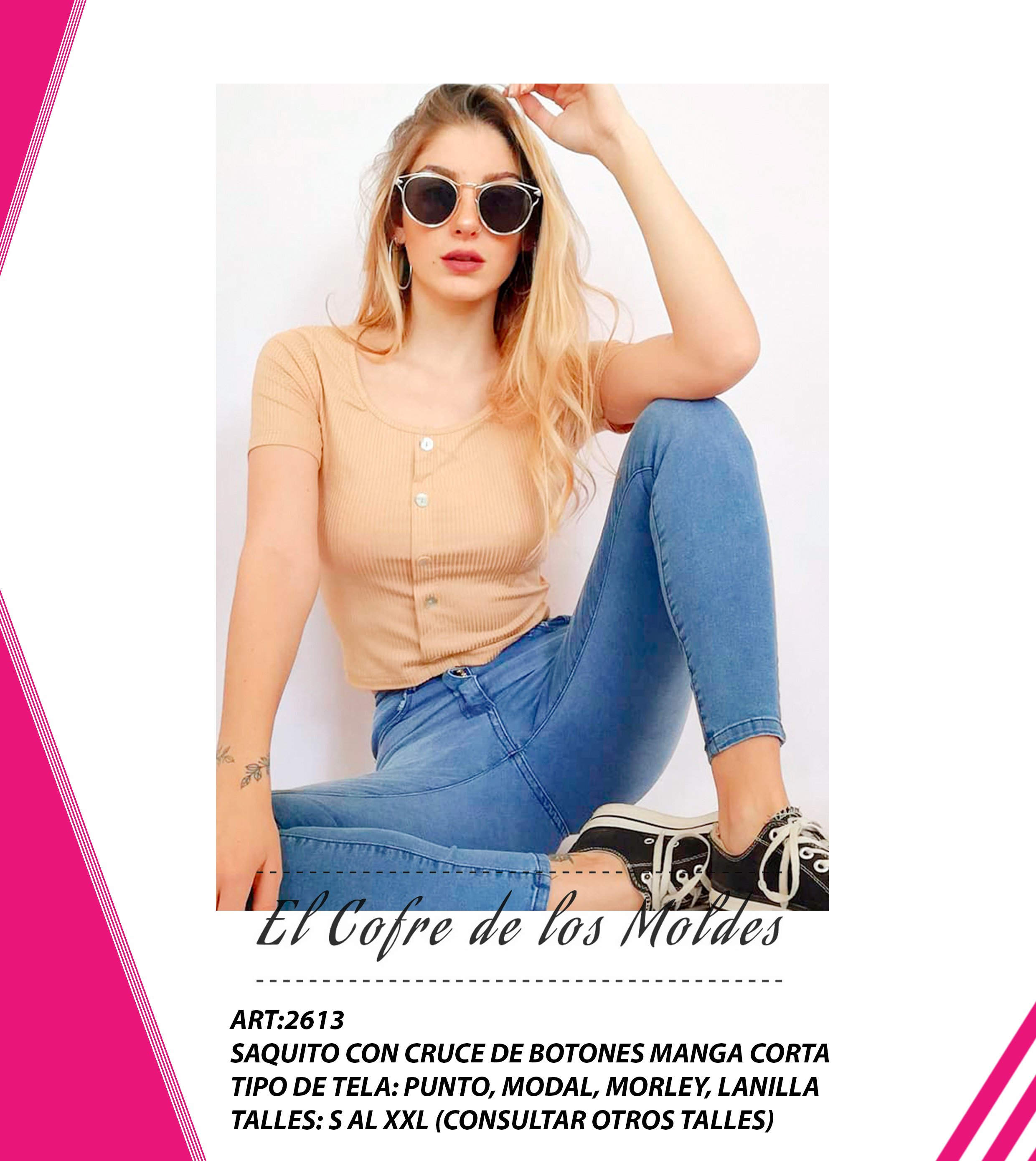 Molde Digital PDF Saquito Con Botones Manga Corta, Pack Talles S al XXL ...