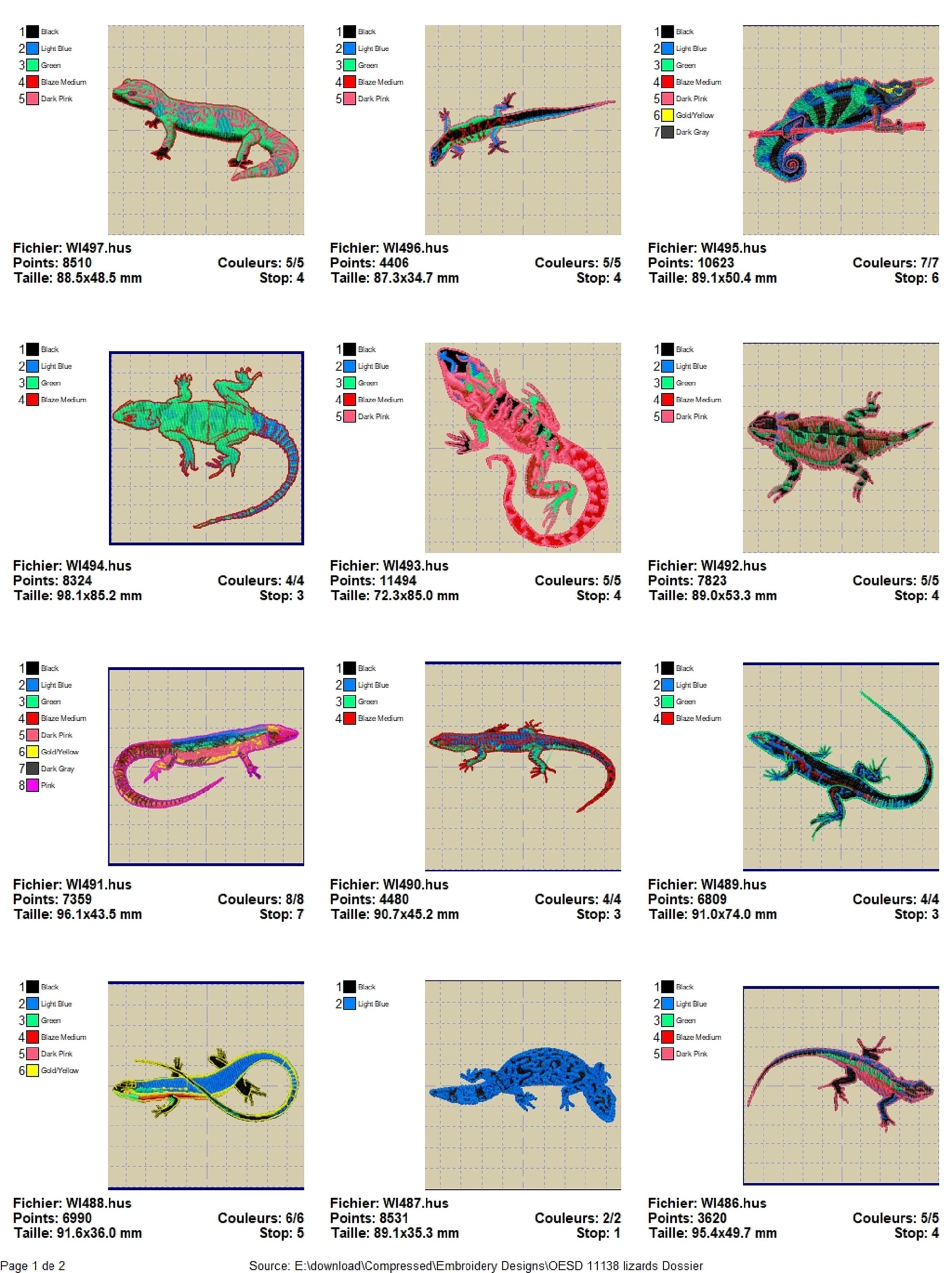 Embossing Patterns Lizard OESD 11138 Lizards Embroidery designs - Payhip