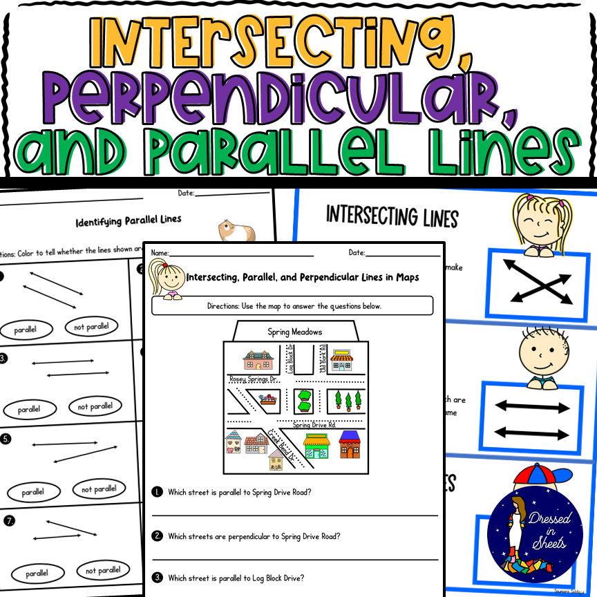 Intersecting, Perpendicular, and Parallel Lines Worksheets and BOOM cards