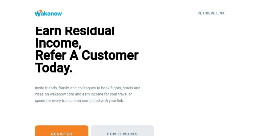 WakaNow Affiliate program homepage