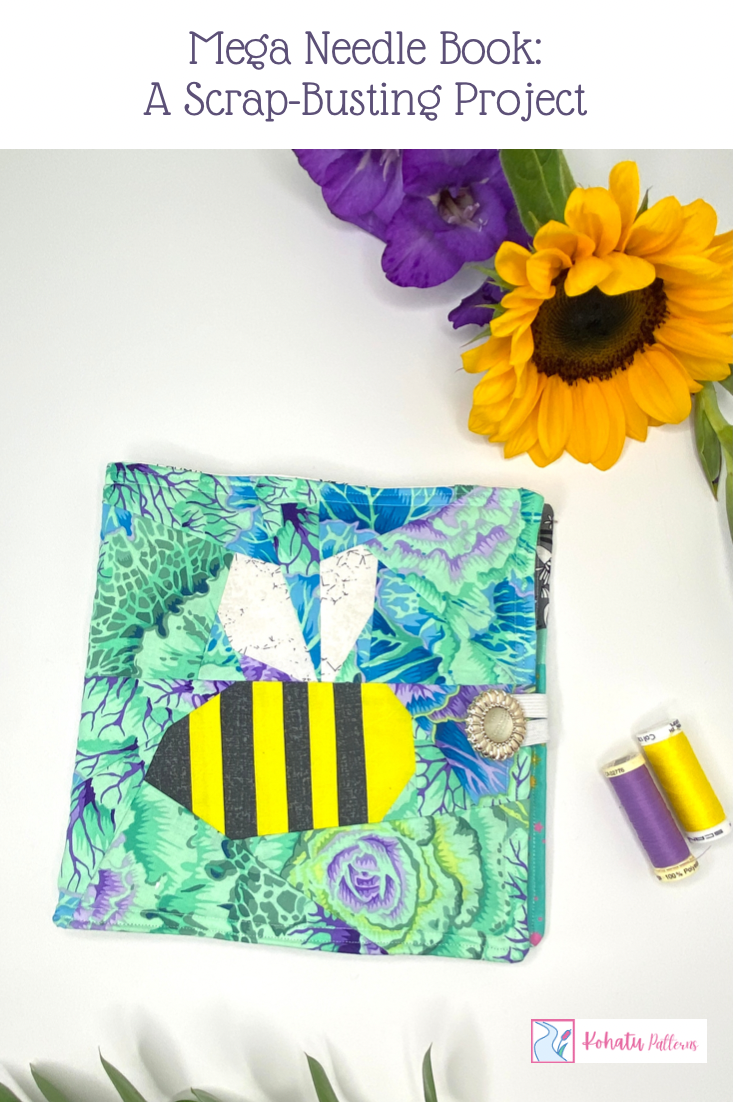 Learn how to make your own jumbo-sized needle book using scraps from your stash and orphan quilt blocks! I used a foundation paper pieced bee quilt block on this one, but you could use any patchwork block that takes your fancy!