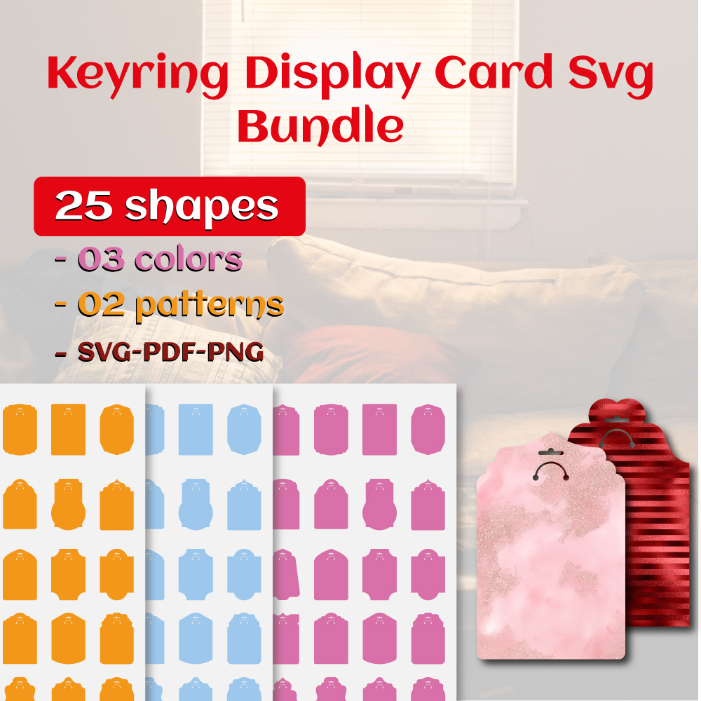 25 Keyring Display Card Svg, Keyring Display Card Template