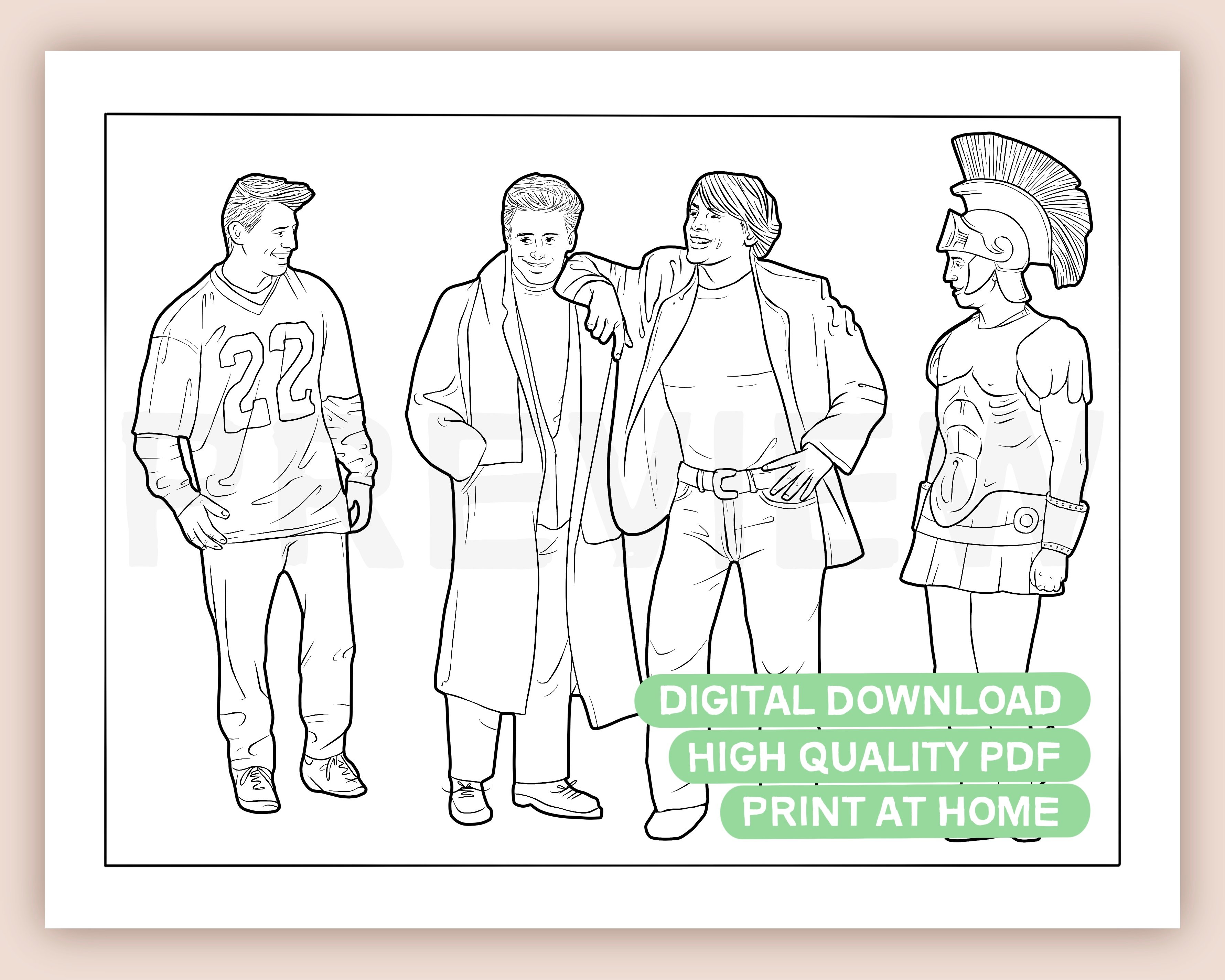 Joey Tribbiani Outfits | Friends TV Show Printable Coloring Page | High ...