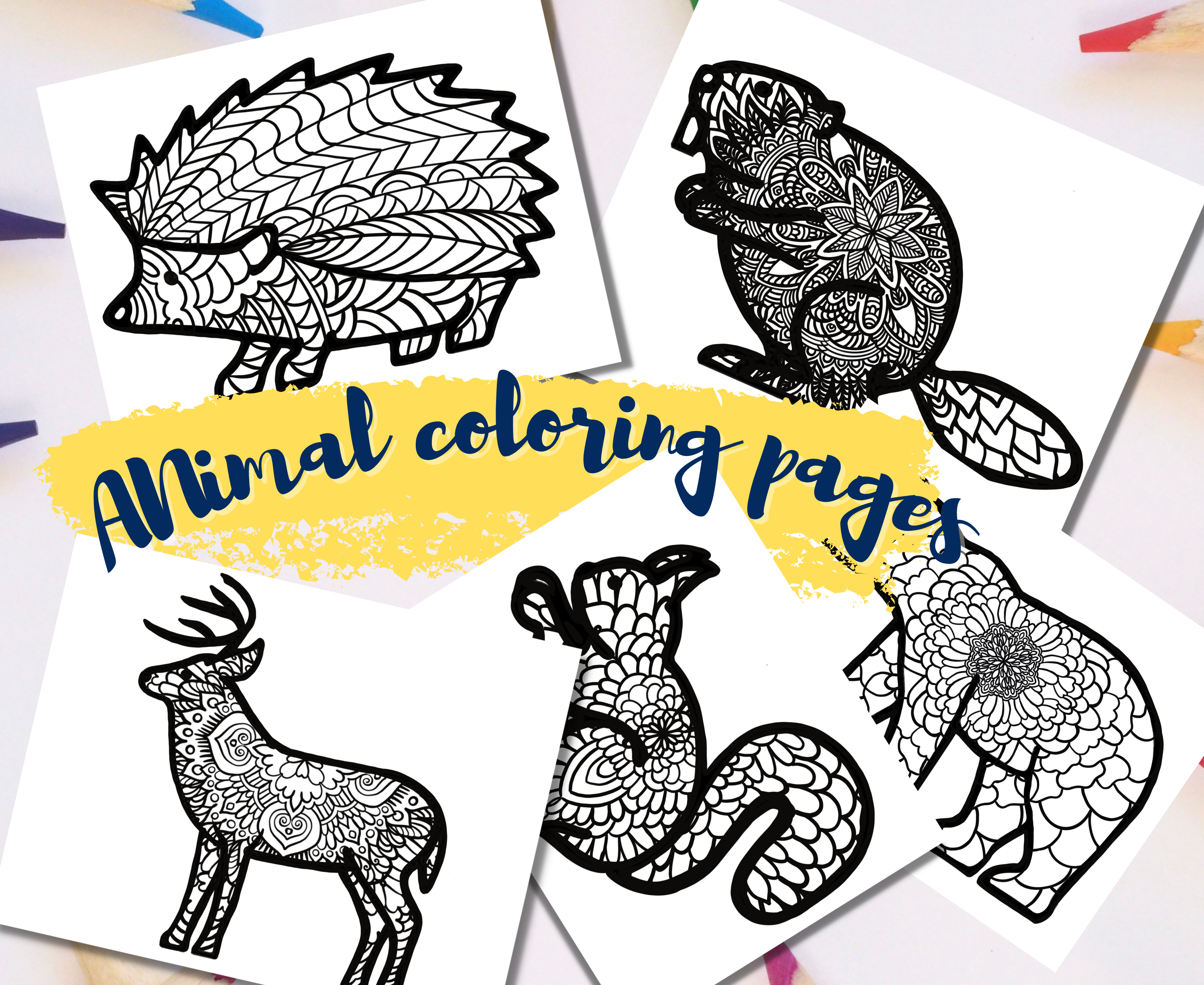 Zen Tangle Animals Coloring Pages, 45 Printable Animals Coloring Pages for  Kids