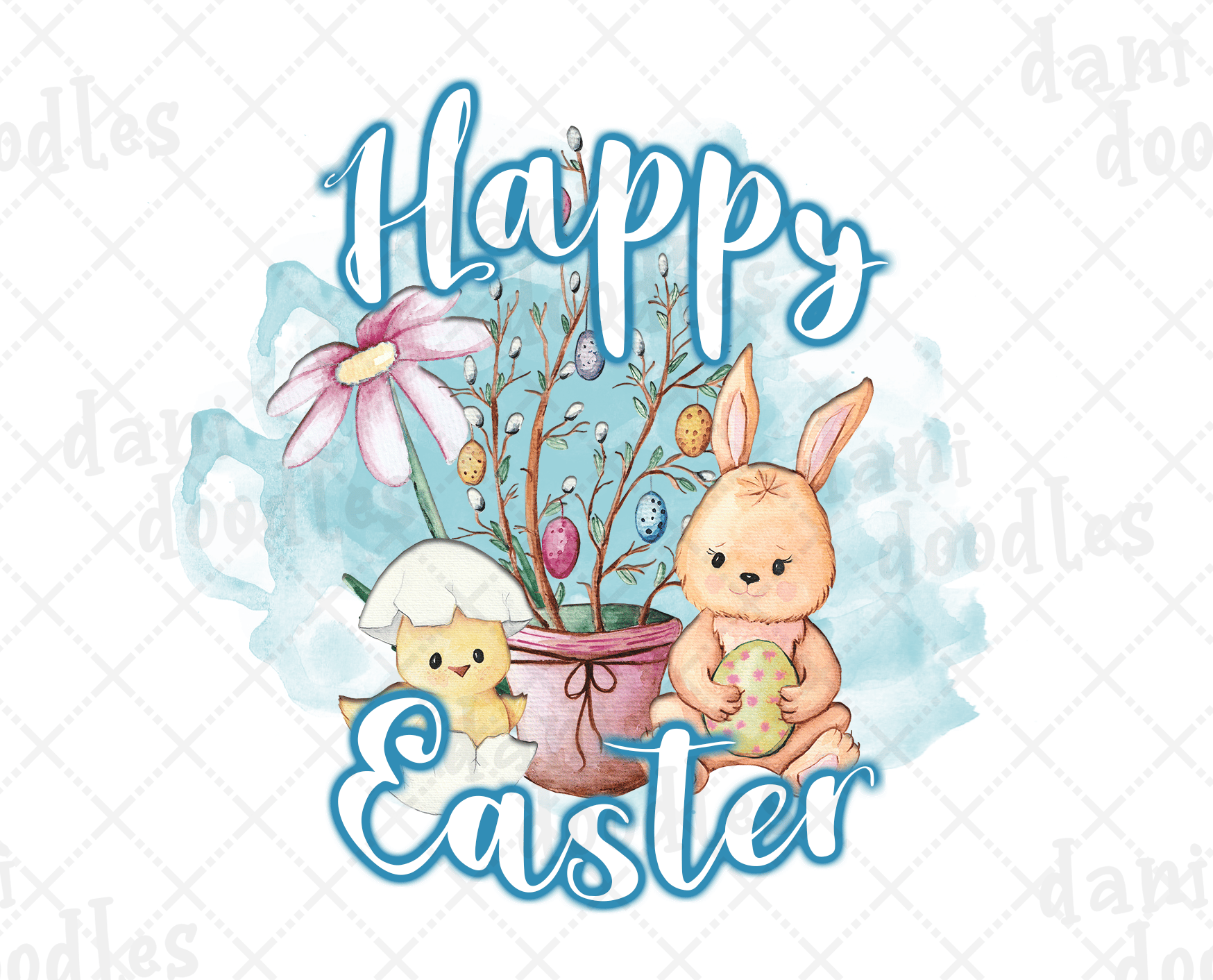 Happy Easter Blue and Pink PNG Files - Ref. 51 - Payhip