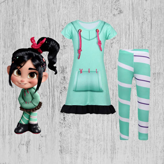 Wreck-It-Ralph VANELLOPE Birthday Party Dress Leggings Outfit
