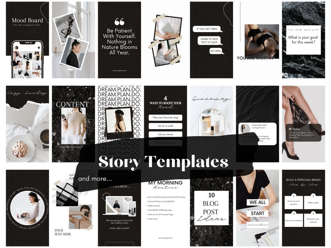 300 Black White Canva Instagram Templates - Black White Social Media ...