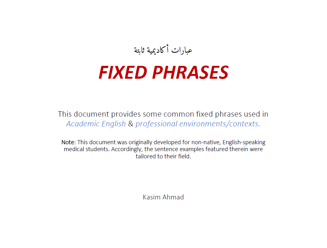 Some common fixed phrases in Academic English - Payhip