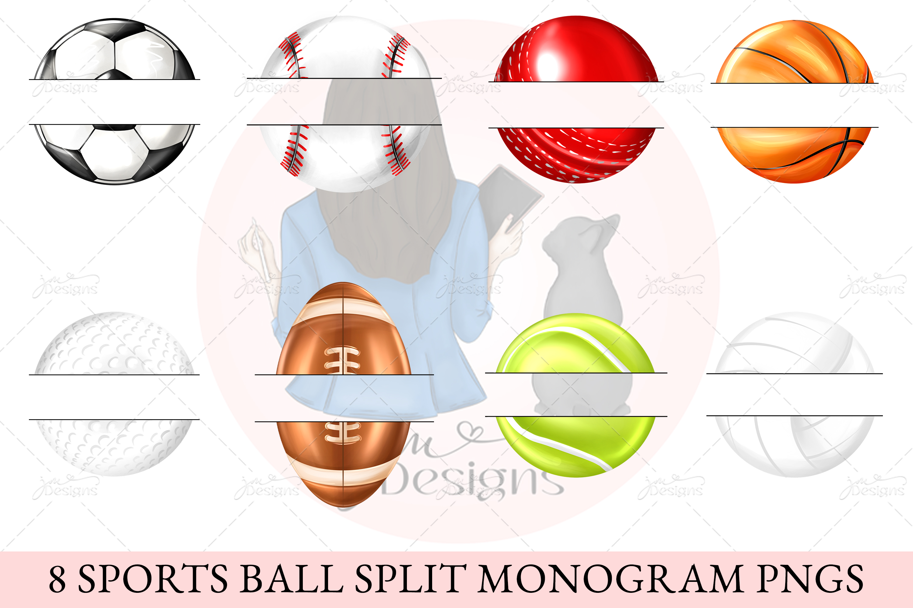 Sports Ball Themed Split Monogram Bundle