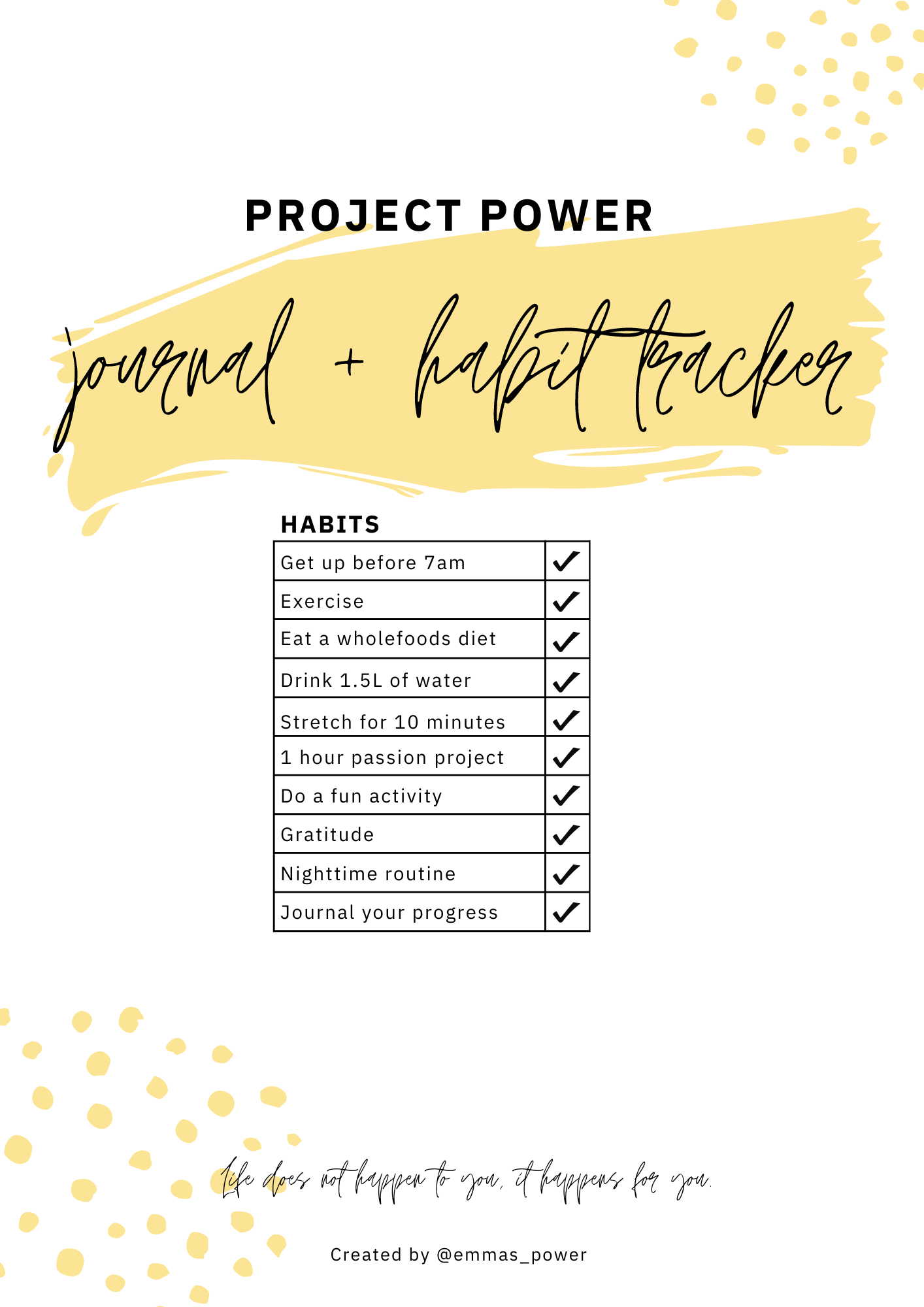 Project Power Journal Habit Tracker Colour - Payhip