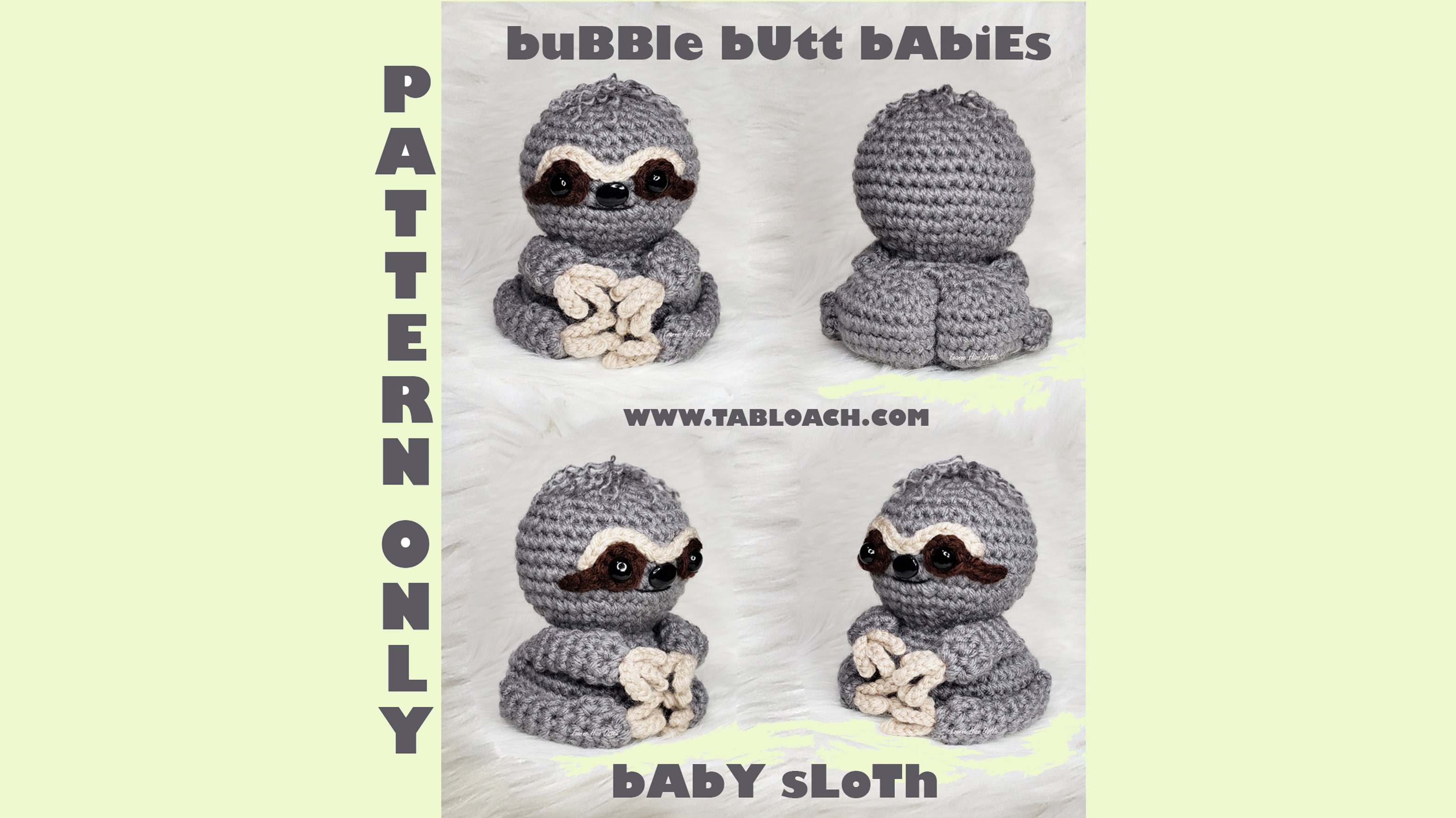 Bubble Butt Baby Sloth Crochet PDF pattern