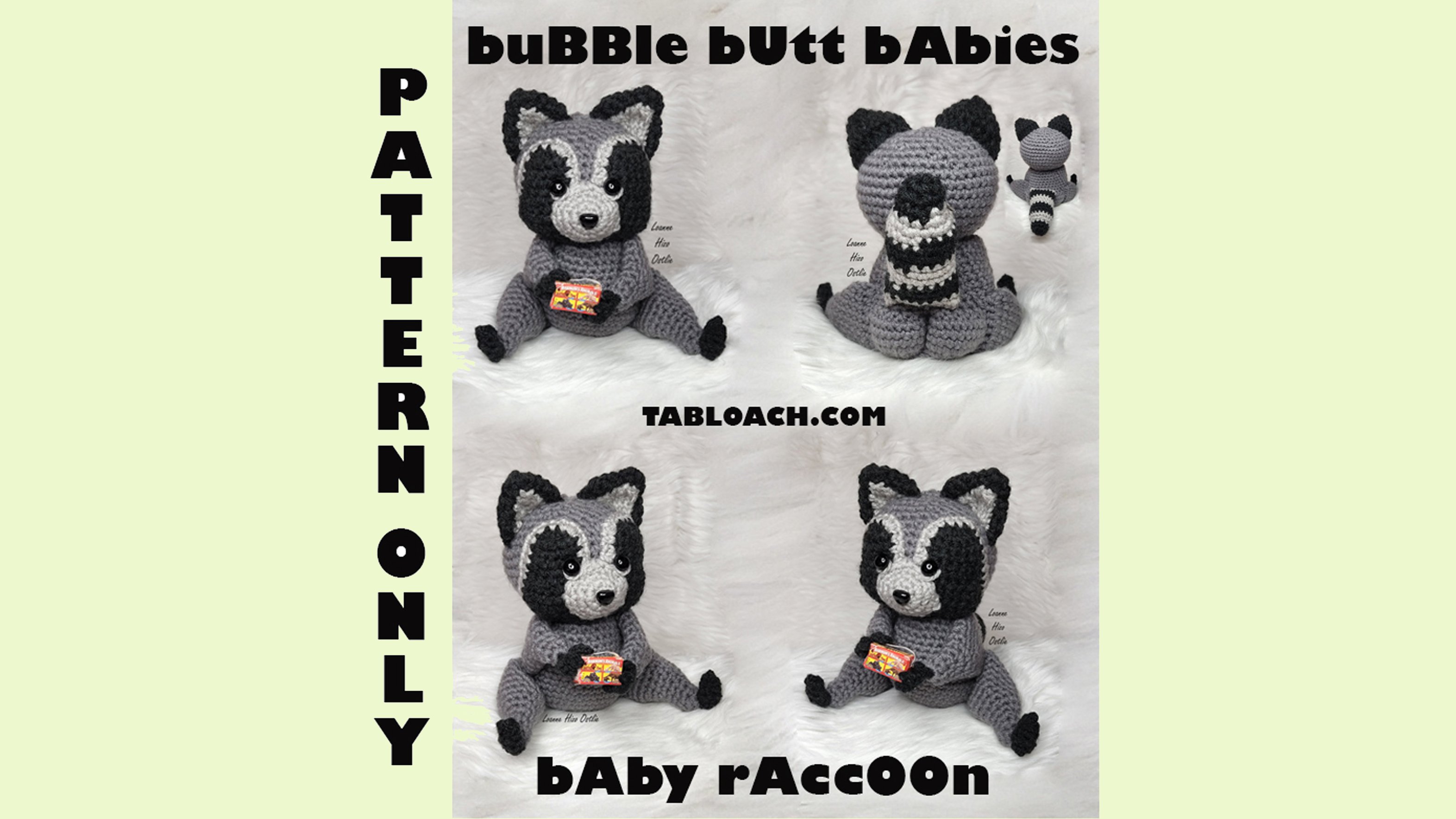 Bubble Butt Baby Raccoon Crochet PDF pattern