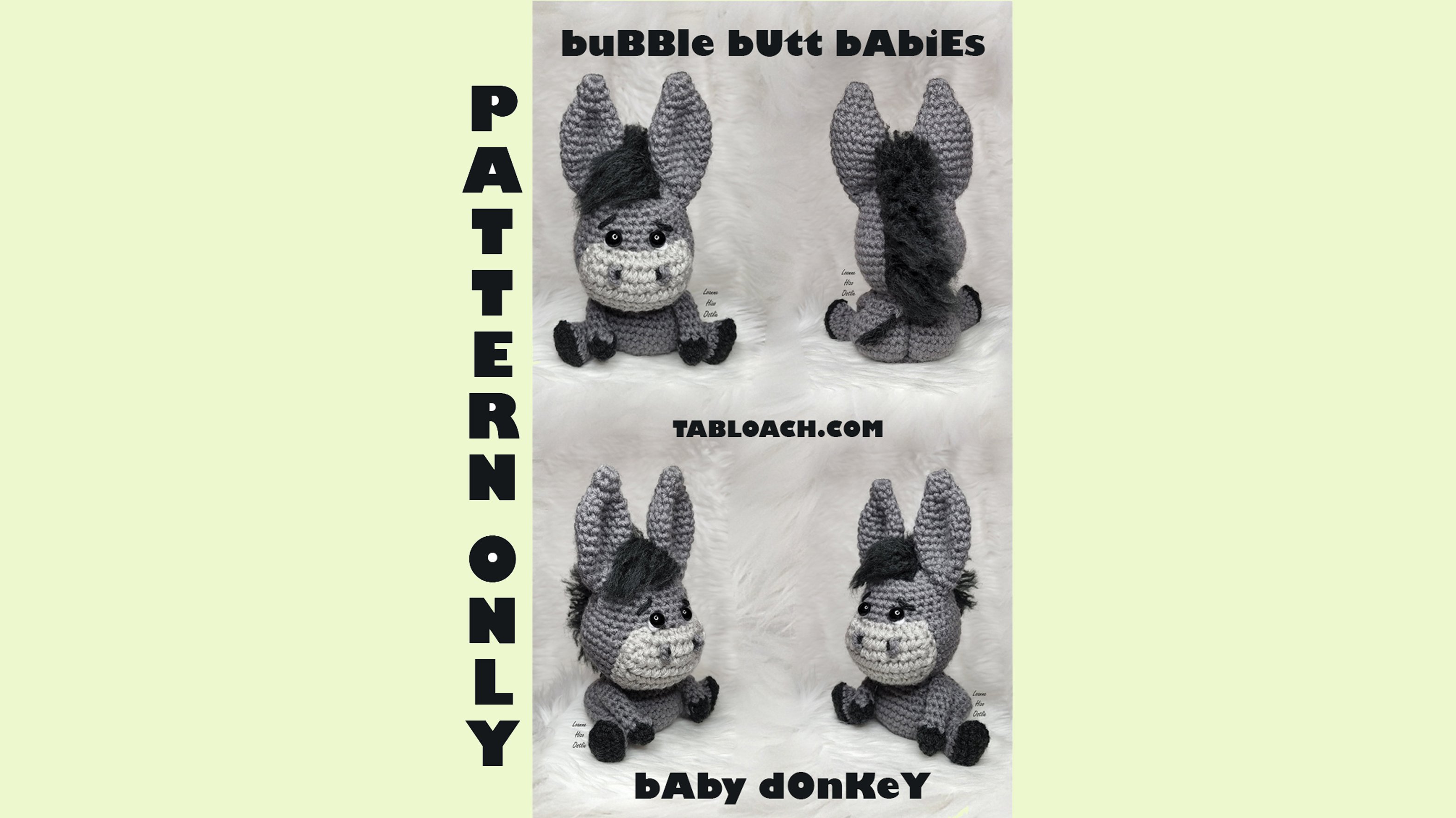 Bubble Butt Baby Donkey Gray Crochet PDF pattern